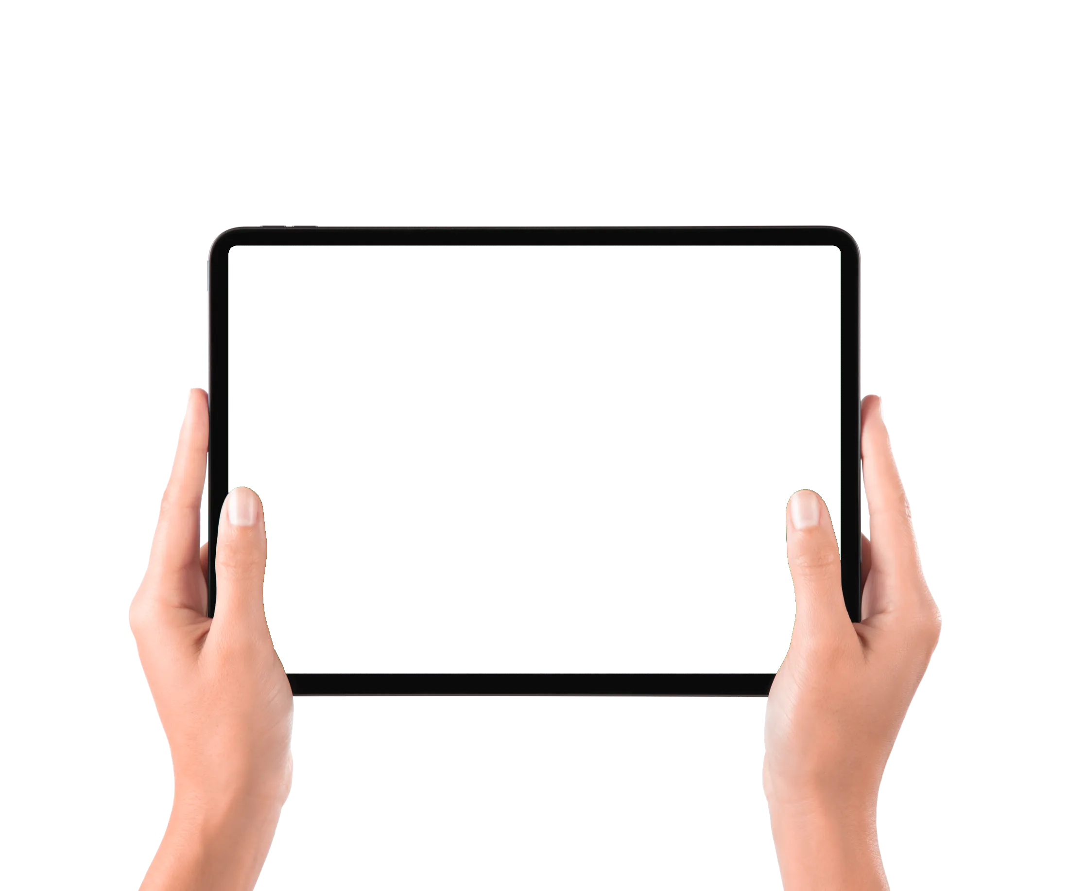 Family Planner op een iPad, vastgehouden met twee handen